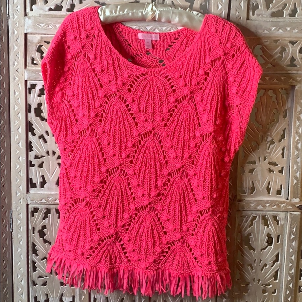 Lilly Pulitzer neon pink crochet top